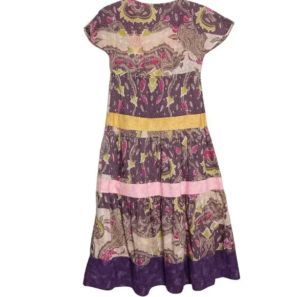 COREY LYNN CALTER Maxi Dress Size 2/XS Anthropologie V Neck Cap Slv Adjustable